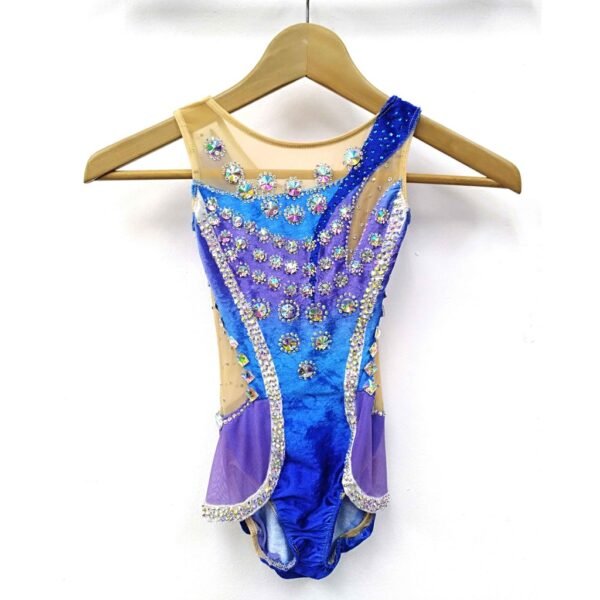 ODA INDUSTRY/SPORT PERFORMANCE LEOTARD #RHYTHMIC GYMNASTICS VELVET SPANDEX & NET WITH DIAMOND #ICE SKATING PERFORMANCE - Image 3