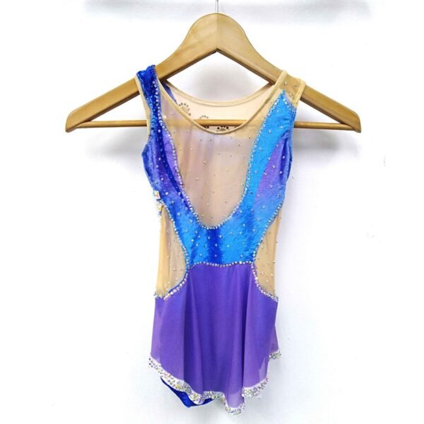 ODA INDUSTRY/SPORT PERFORMANCE LEOTARD #RHYTHMIC GYMNASTICS VELVET SPANDEX & NET WITH DIAMOND #ICE SKATING PERFORMANCE - Image 4